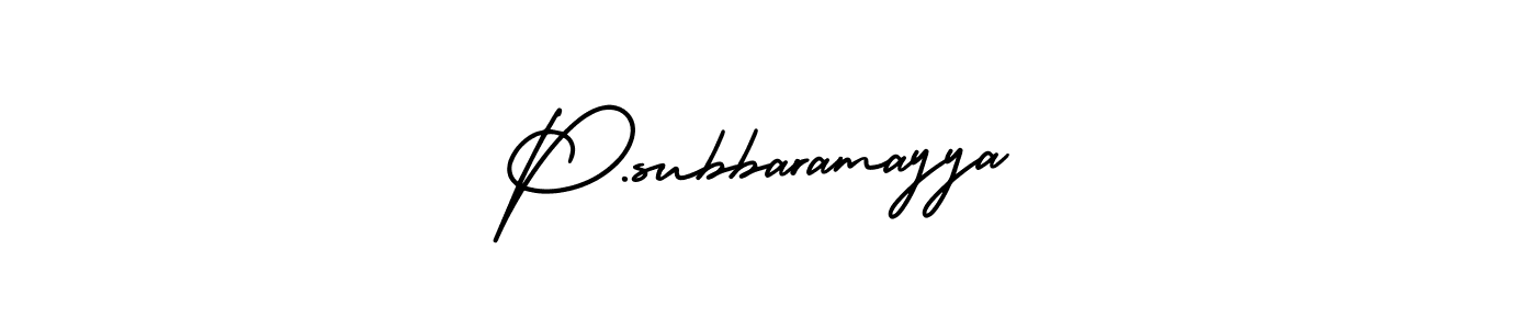 The best way (AmerikaSignatureDemo-Regular) to make a short signature is to pick only two or three words in your name. The name P.subbaramayya include a total of six letters. For converting this name. P.subbaramayya signature style 3 images and pictures png