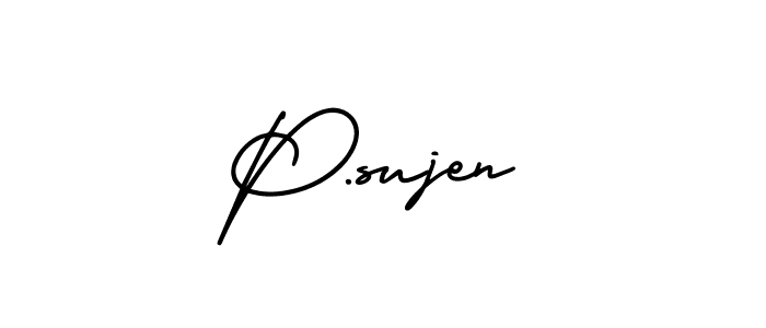 How to make P.sujen name signature. Use AmerikaSignatureDemo-Regular style for creating short signs online. This is the latest handwritten sign. P.sujen signature style 3 images and pictures png
