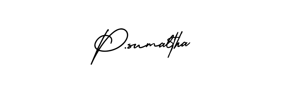 Similarly AmerikaSignatureDemo-Regular is the best handwritten signature design. Signature creator online .You can use it as an online autograph creator for name P.sumaltha. P.sumaltha signature style 3 images and pictures png