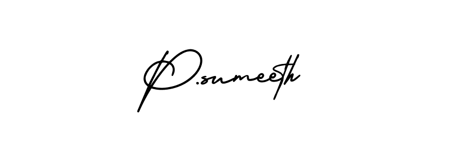 This is the best signature style for the P.sumeeth name. Also you like these signature font (AmerikaSignatureDemo-Regular). Mix name signature. P.sumeeth signature style 3 images and pictures png