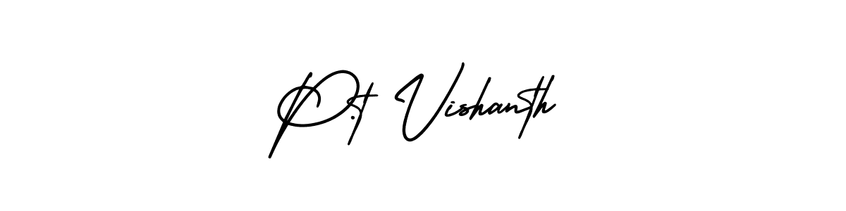 AmerikaSignatureDemo-Regular is a professional signature style that is perfect for those who want to add a touch of class to their signature. It is also a great choice for those who want to make their signature more unique. Get P.t Vishanth name to fancy signature for free. P.t Vishanth signature style 3 images and pictures png