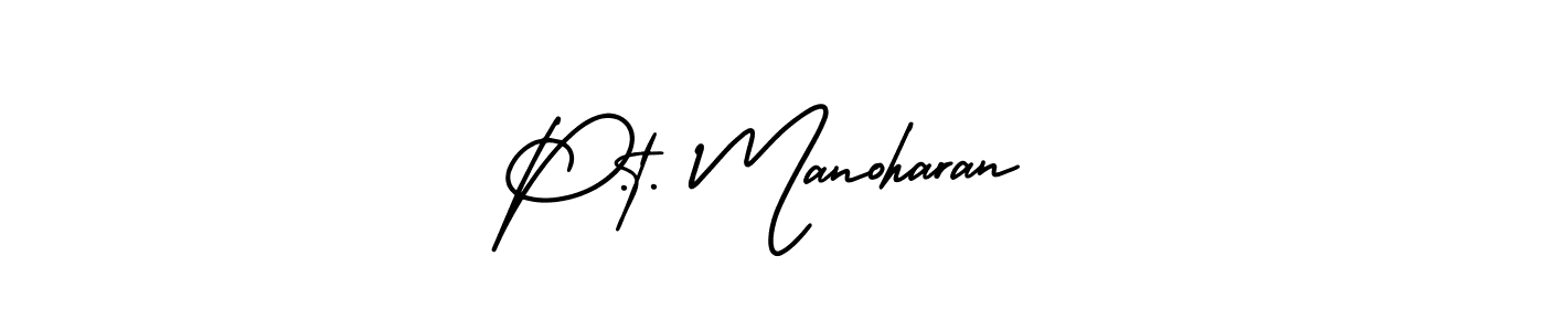 P.t. Manoharan stylish signature style. Best Handwritten Sign (AmerikaSignatureDemo-Regular) for my name. Handwritten Signature Collection Ideas for my name P.t. Manoharan. P.t. Manoharan signature style 3 images and pictures png