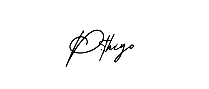 How to make P.thiyo name signature. Use AmerikaSignatureDemo-Regular style for creating short signs online. This is the latest handwritten sign. P.thiyo signature style 3 images and pictures png