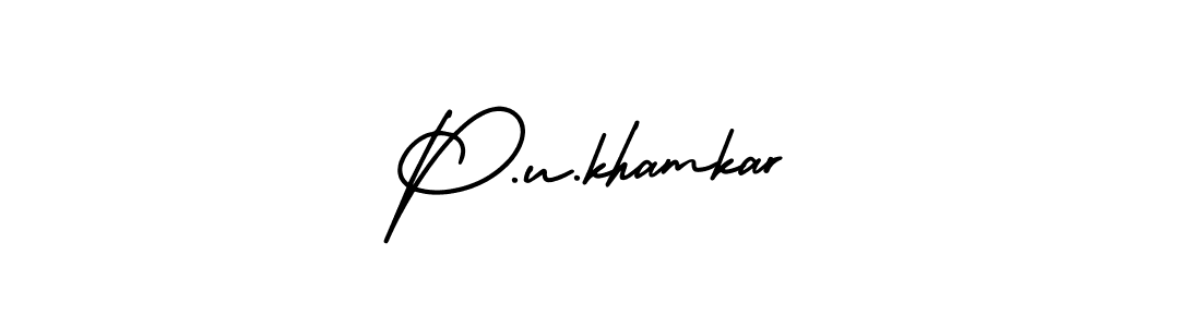 Design your own signature with our free online signature maker. With this signature software, you can create a handwritten (AmerikaSignatureDemo-Regular) signature for name P.u.khamkar. P.u.khamkar signature style 3 images and pictures png