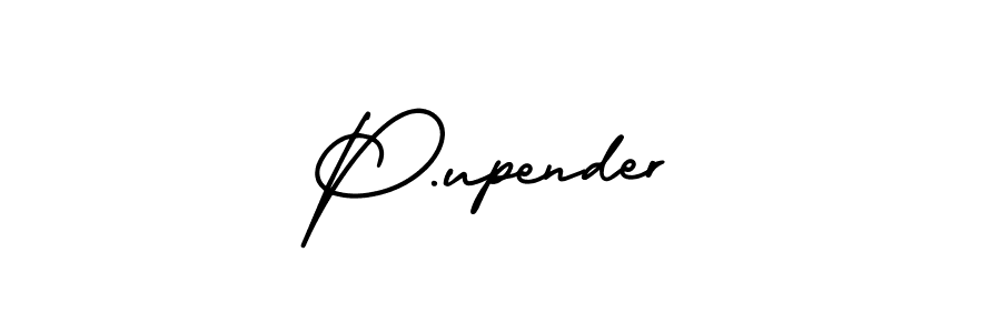 Make a beautiful signature design for name P.upender. With this signature (AmerikaSignatureDemo-Regular) style, you can create a handwritten signature for free. P.upender signature style 3 images and pictures png