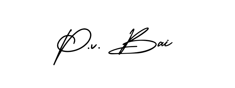 How to Draw P.v. Bai signature style? AmerikaSignatureDemo-Regular is a latest design signature styles for name P.v. Bai. P.v. Bai signature style 3 images and pictures png