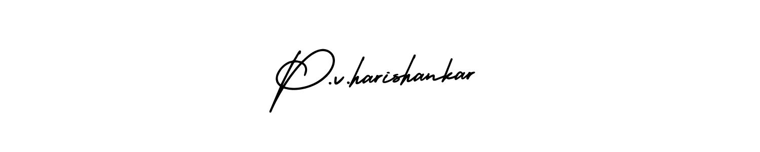 Use a signature maker to create a handwritten signature online. With this signature software, you can design (AmerikaSignatureDemo-Regular) your own signature for name P.v.harishankar. P.v.harishankar signature style 3 images and pictures png