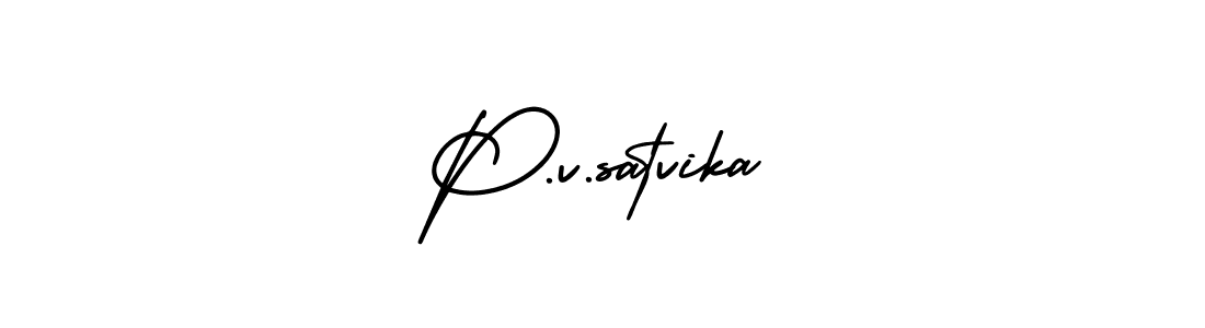 Create a beautiful signature design for name P.v.satvika. With this signature (AmerikaSignatureDemo-Regular) fonts, you can make a handwritten signature for free. P.v.satvika signature style 3 images and pictures png
