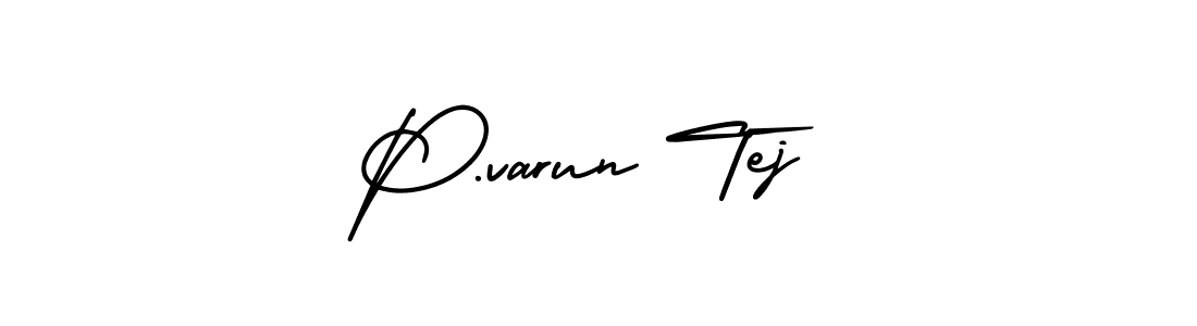 Use a signature maker to create a handwritten signature online. With this signature software, you can design (AmerikaSignatureDemo-Regular) your own signature for name P.varun Tej. P.varun Tej signature style 3 images and pictures png