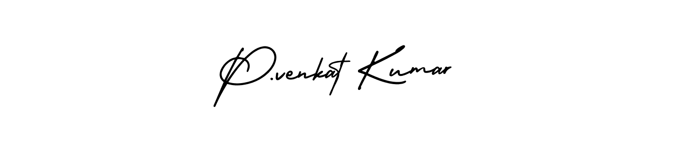 The best way (AmerikaSignatureDemo-Regular) to make a short signature is to pick only two or three words in your name. The name P.venkat Kumar include a total of six letters. For converting this name. P.venkat Kumar signature style 3 images and pictures png