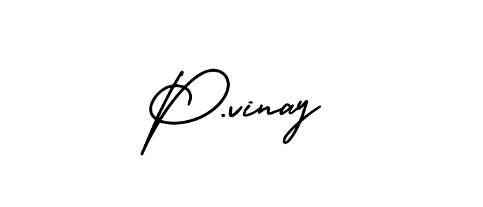 The best way (AmerikaSignatureDemo-Regular) to make a short signature is to pick only two or three words in your name. The name P.vinay include a total of six letters. For converting this name. P.vinay signature style 3 images and pictures png