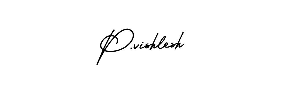 How to make P.vishlesh name signature. Use AmerikaSignatureDemo-Regular style for creating short signs online. This is the latest handwritten sign. P.vishlesh signature style 3 images and pictures png