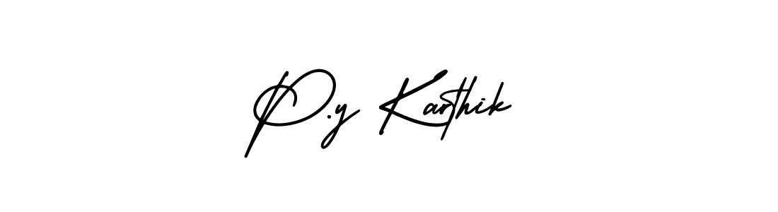 Make a beautiful signature design for name P.y Karthik. With this signature (AmerikaSignatureDemo-Regular) style, you can create a handwritten signature for free. P.y Karthik signature style 3 images and pictures png