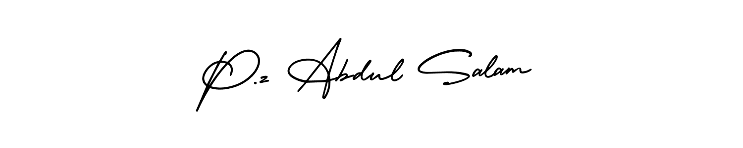 This is the best signature style for the P.z Abdul Salam name. Also you like these signature font (AmerikaSignatureDemo-Regular). Mix name signature. P.z Abdul Salam signature style 3 images and pictures png