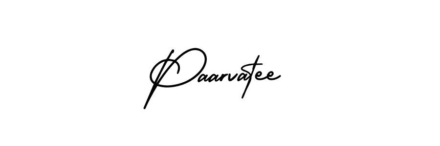 You should practise on your own different ways (AmerikaSignatureDemo-Regular) to write your name (Paarvatee) in signature. don't let someone else do it for you. Paarvatee signature style 3 images and pictures png