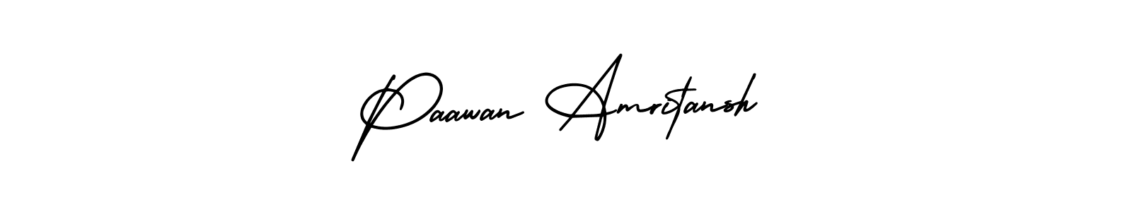 The best way (AmerikaSignatureDemo-Regular) to make a short signature is to pick only two or three words in your name. The name Paawan Amritansh include a total of six letters. For converting this name. Paawan Amritansh signature style 3 images and pictures png