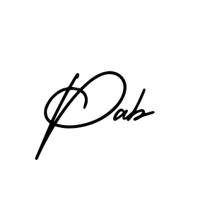 The best way (AmerikaSignatureDemo-Regular) to make a short signature is to pick only two or three words in your name. The name Pab include a total of six letters. For converting this name. Pab signature style 3 images and pictures png