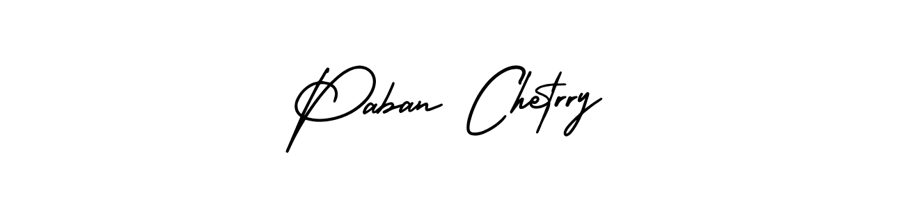 How to make Paban Chetrry name signature. Use AmerikaSignatureDemo-Regular style for creating short signs online. This is the latest handwritten sign. Paban Chetrry signature style 3 images and pictures png