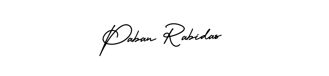 You should practise on your own different ways (AmerikaSignatureDemo-Regular) to write your name (Paban Rabidas) in signature. don't let someone else do it for you. Paban Rabidas signature style 3 images and pictures png