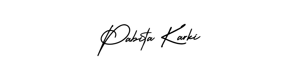 Create a beautiful signature design for name Pabita Karki. With this signature (AmerikaSignatureDemo-Regular) fonts, you can make a handwritten signature for free. Pabita Karki signature style 3 images and pictures png