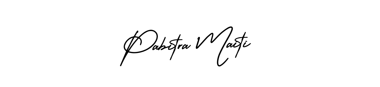 You should practise on your own different ways (AmerikaSignatureDemo-Regular) to write your name (Pabitra Maiti) in signature. don't let someone else do it for you. Pabitra Maiti signature style 3 images and pictures png