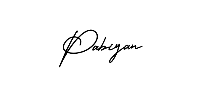 You should practise on your own different ways (AmerikaSignatureDemo-Regular) to write your name (Pabiyan) in signature. don't let someone else do it for you. Pabiyan signature style 3 images and pictures png