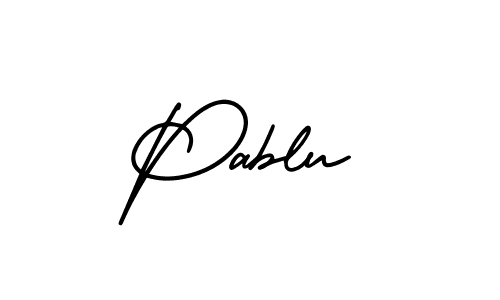 You should practise on your own different ways (AmerikaSignatureDemo-Regular) to write your name (Pablu) in signature. don't let someone else do it for you. Pablu signature style 3 images and pictures png