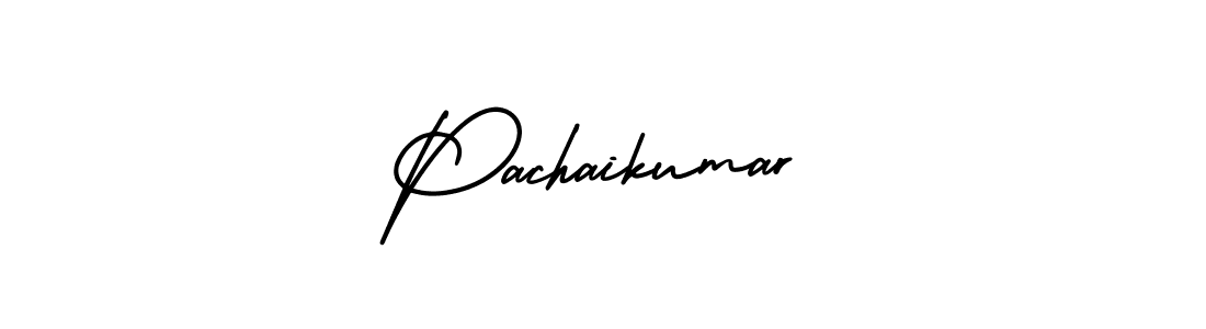 You should practise on your own different ways (AmerikaSignatureDemo-Regular) to write your name (Pachaikumar) in signature. don't let someone else do it for you. Pachaikumar signature style 3 images and pictures png