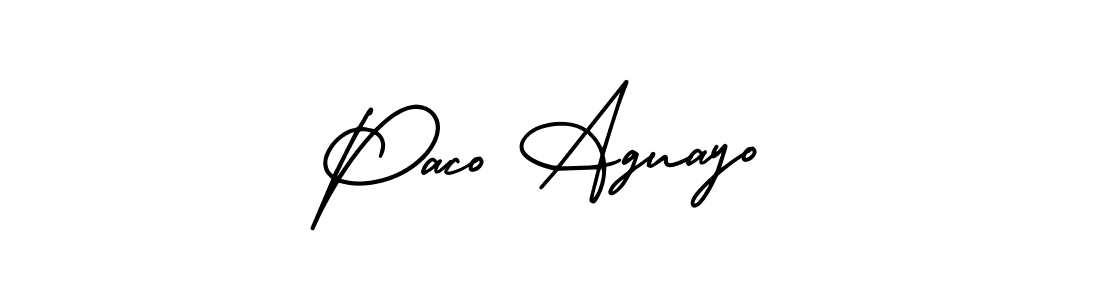 This is the best signature style for the Paco Aguayo name. Also you like these signature font (AmerikaSignatureDemo-Regular). Mix name signature. Paco Aguayo signature style 3 images and pictures png