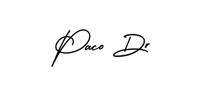 The best way (AmerikaSignatureDemo-Regular) to make a short signature is to pick only two or three words in your name. The name Paco Dr include a total of six letters. For converting this name. Paco Dr signature style 3 images and pictures png