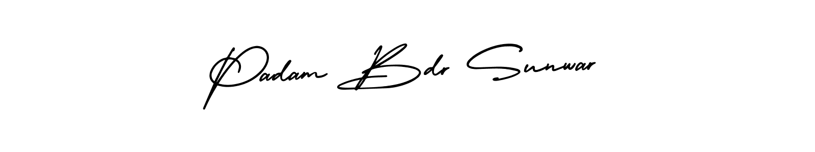 if you are searching for the best signature style for your name Padam Bdr Sunwar. so please give up your signature search. here we have designed multiple signature styles  using AmerikaSignatureDemo-Regular. Padam Bdr Sunwar signature style 3 images and pictures png