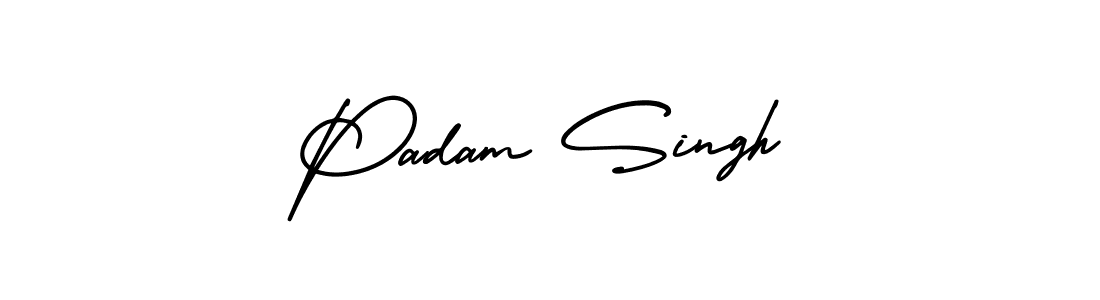The best way (AmerikaSignatureDemo-Regular) to make a short signature is to pick only two or three words in your name. The name Padam Singh include a total of six letters. For converting this name. Padam Singh signature style 3 images and pictures png