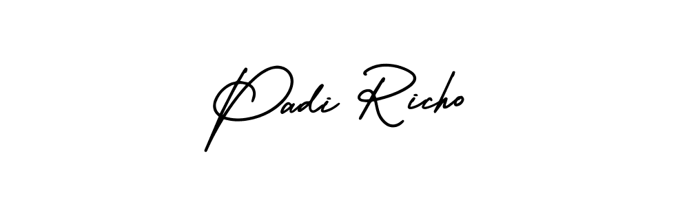 You should practise on your own different ways (AmerikaSignatureDemo-Regular) to write your name (Padi Richo) in signature. don't let someone else do it for you. Padi Richo signature style 3 images and pictures png