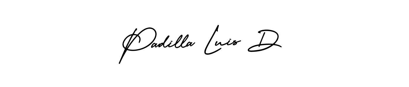 The best way (AmerikaSignatureDemo-Regular) to make a short signature is to pick only two or three words in your name. The name Padilla Luis D include a total of six letters. For converting this name. Padilla Luis D signature style 3 images and pictures png