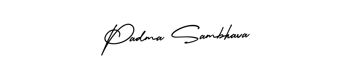 This is the best signature style for the Padma Sambhava name. Also you like these signature font (AmerikaSignatureDemo-Regular). Mix name signature. Padma Sambhava signature style 3 images and pictures png