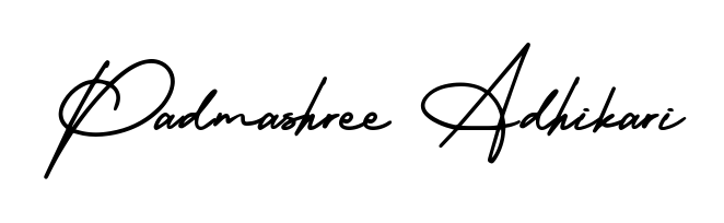 Looking for an artistic signature for Padmashree Adhikari? The AmerikaSignatureDemo-Regular calligraphy style gives a sophisticated flow suitable for business cards and emails. Padmashree Adhikari signature style 3 images and pictures png