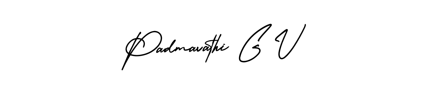 This is the best signature style for the Padmavathi G V name. Also you like these signature font (AmerikaSignatureDemo-Regular). Mix name signature. Padmavathi G V signature style 3 images and pictures png