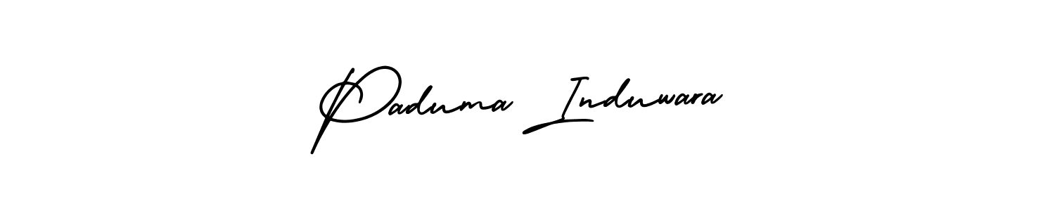 The best way (AmerikaSignatureDemo-Regular) to make a short signature is to pick only two or three words in your name. The name Paduma Induwara include a total of six letters. For converting this name. Paduma Induwara signature style 3 images and pictures png