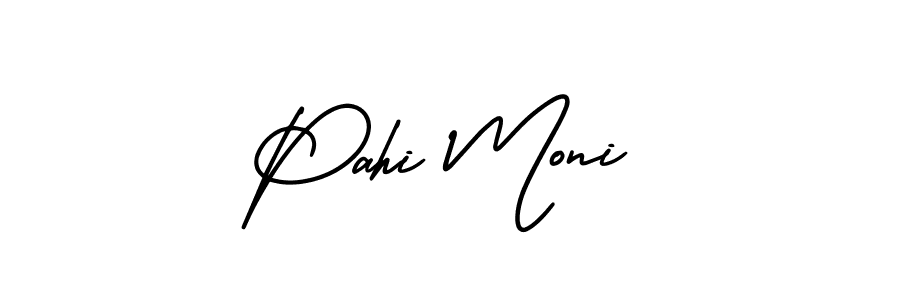 Pahi Moni stylish signature style. Best Handwritten Sign (AmerikaSignatureDemo-Regular) for my name. Handwritten Signature Collection Ideas for my name Pahi Moni. Pahi Moni signature style 3 images and pictures png