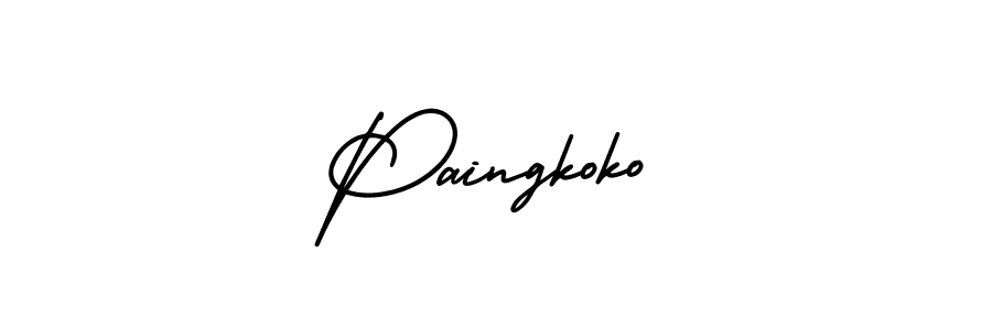 The best way (AmerikaSignatureDemo-Regular) to make a short signature is to pick only two or three words in your name. The name Paingkoko include a total of six letters. For converting this name. Paingkoko signature style 3 images and pictures png