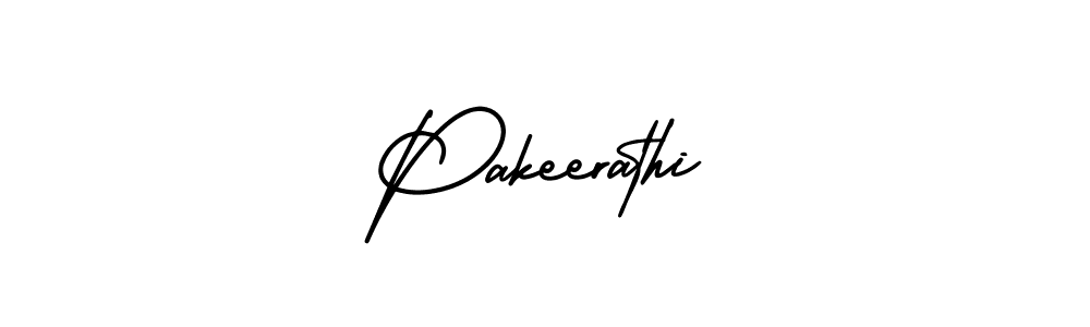 The best way (AmerikaSignatureDemo-Regular) to make a short signature is to pick only two or three words in your name. The name Pakeerathi include a total of six letters. For converting this name. Pakeerathi signature style 3 images and pictures png