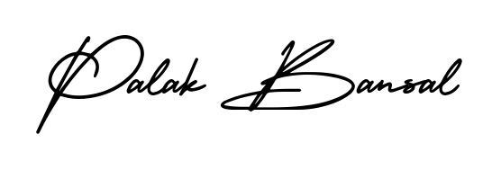 The AmerikaSignatureDemo-Regular font transforms the name Palak Bansal into an executive sign with sharp precision and distinguished character. Palak Bansal signature style 3 images and pictures png