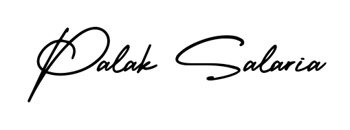 A sleek calligraphic signature for name Palak Salaria utilizing AmerikaSignatureDemo-Regular styling. Great for adding personal signatures to photos and art. Palak Salaria signature style 3 images and pictures png