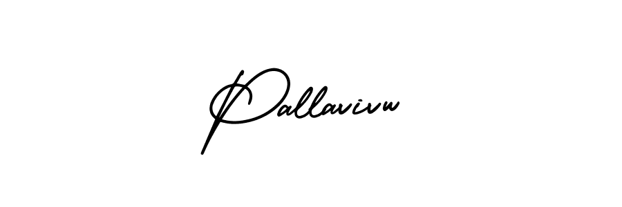 You should practise on your own different ways (AmerikaSignatureDemo-Regular) to write your name (Pallavivw) in signature. don't let someone else do it for you. Pallavivw signature style 3 images and pictures png