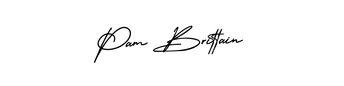 if you are searching for the best signature style for your name Pam Brittain. so please give up your signature search. here we have designed multiple signature styles  using AmerikaSignatureDemo-Regular. Pam Brittain signature style 3 images and pictures png