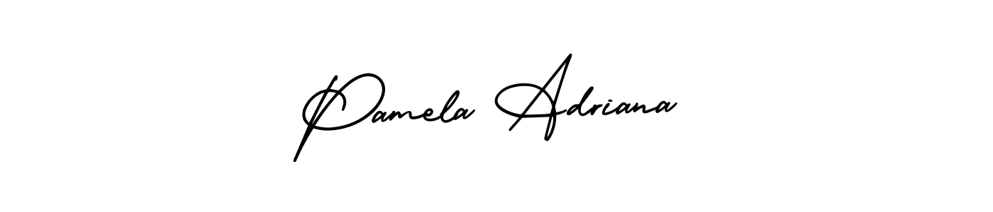 AmerikaSignatureDemo-Regular is a professional signature style that is perfect for those who want to add a touch of class to their signature. It is also a great choice for those who want to make their signature more unique. Get Pamela Adriana name to fancy signature for free. Pamela Adriana signature style 3 images and pictures png