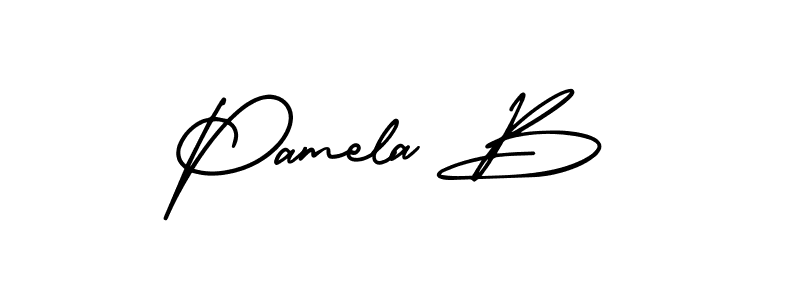 You should practise on your own different ways (AmerikaSignatureDemo-Regular) to write your name (Pamela B) in signature. don't let someone else do it for you. Pamela B signature style 3 images and pictures png