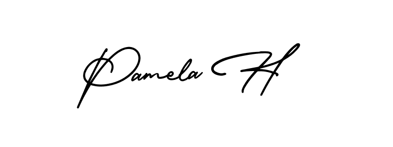 Make a beautiful signature design for name Pamela H. With this signature (AmerikaSignatureDemo-Regular) style, you can create a handwritten signature for free. Pamela H signature style 3 images and pictures png