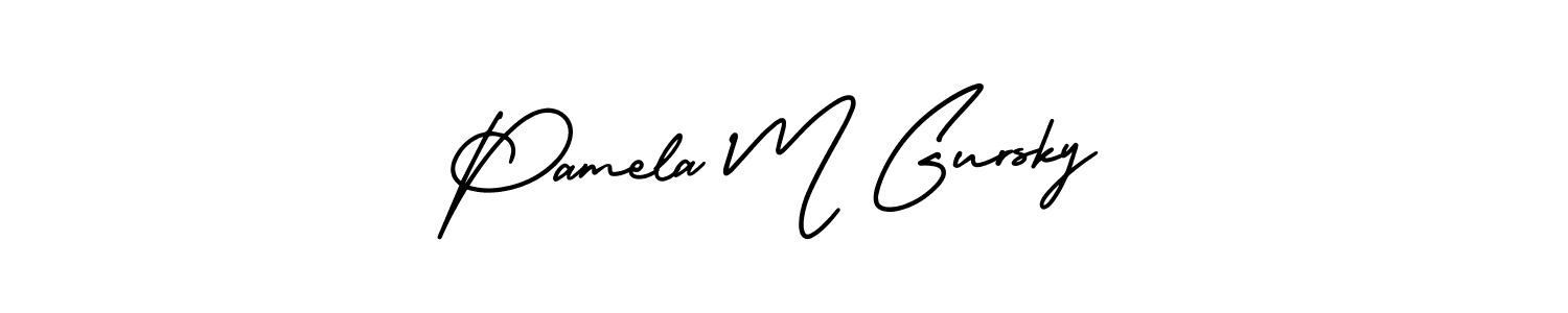 How to make Pamela M Gursky signature? AmerikaSignatureDemo-Regular is a professional autograph style. Create handwritten signature for Pamela M Gursky name. Pamela M Gursky signature style 3 images and pictures png