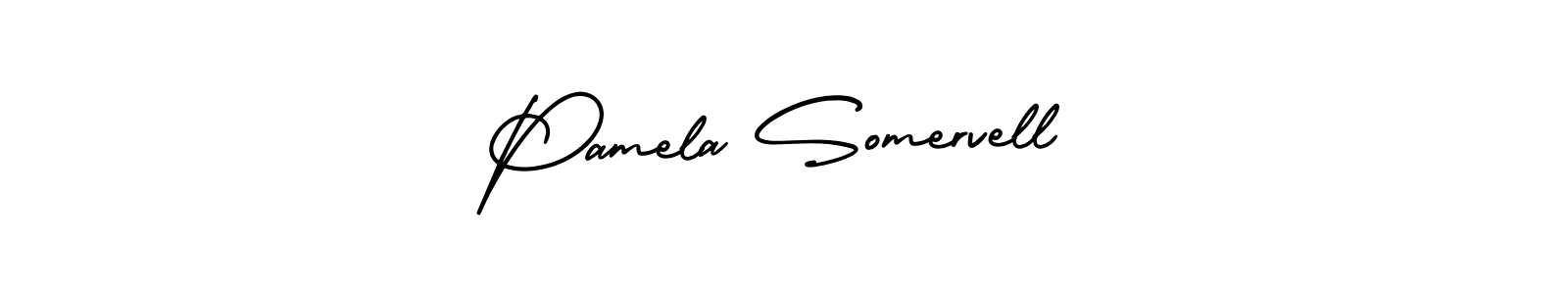 AmerikaSignatureDemo-Regular is a professional signature style that is perfect for those who want to add a touch of class to their signature. It is also a great choice for those who want to make their signature more unique. Get Pamela Somervell name to fancy signature for free. Pamela Somervell signature style 3 images and pictures png